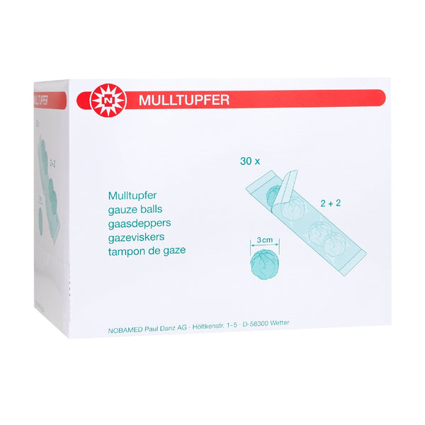 Mulltupfer Steril - 3 cm -30 Sets je 2 x 2 - Noba - PZN 04207867